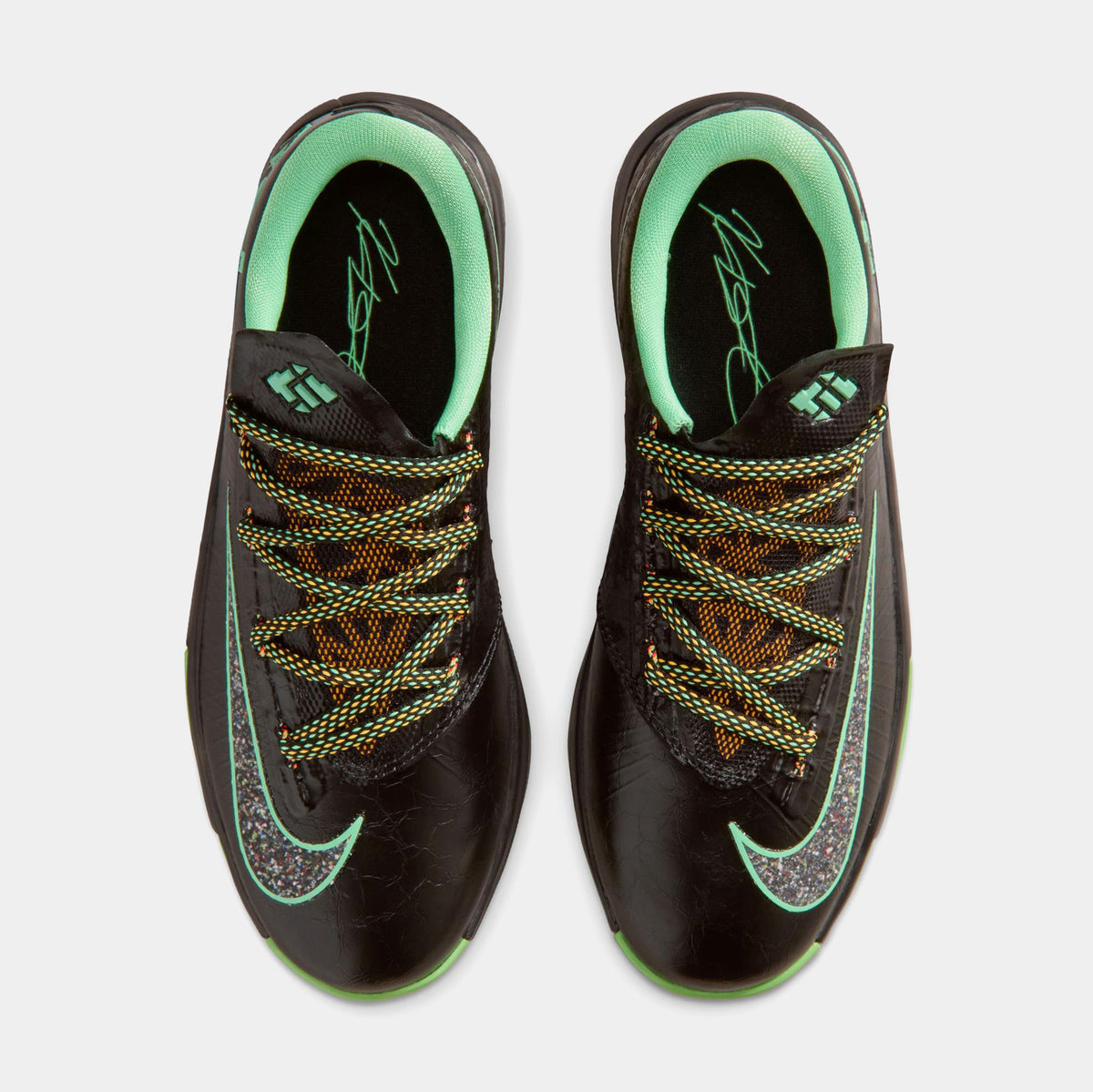 Zoom KD 6 Night Vision Grade School Basketball Shoes (Black/Multicolor/Light Lucid Green) Free Shipping - sneakers - view 2
