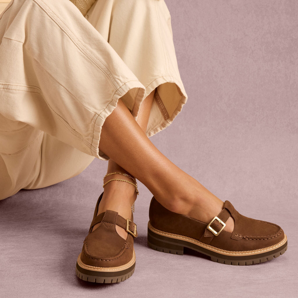 Womens Cara Mary Jane Loafer Hot Cocoa Nubuck Leather - loafers - view 2